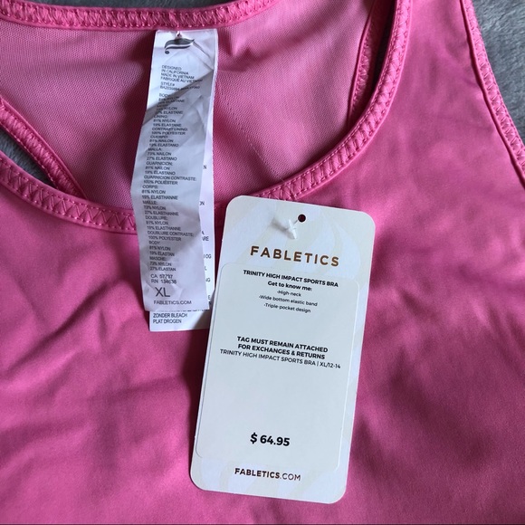 FABLETICS Trinity High Impact Sports Bra in Pink Rouge - Picture 7 of 11
